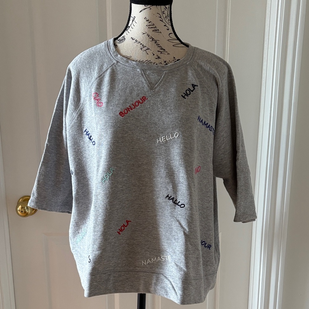 COURT & ROWE Gray Multicolor Embroidered Sweatshirt